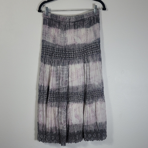 Y2K Vintage Women Tiered Tie Dye Maxi Skirt Size S Hippie Boho Crochet Fairy - Picture 1 of 12